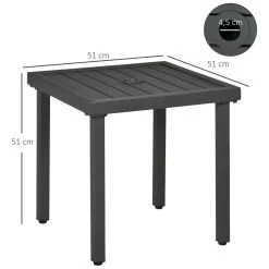 Outsunny Mesa De Jardín Cuadrada Mesa De Centro De Patio Con Orificio Para Sombrillas De Ø45 Mm Mesa Auxiliar Con Marco De Acero 51x51x51 Cm Gris -Tienda de muebles de jardín 22366fafbe280e6dccf7ee8df711afa8e1ab7013 2c60a22ff68547b6919e57c778d9cf76