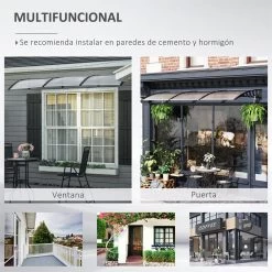 Outsunny Tejadillo De Protección 303x96 Cm Marquesina Exterior Para Puertas Y Ventanas Contra Sol Y Lluvia Con Soporte De Aleación De Aluminio PP Policarbonato Transparente -Tienda de muebles de jardín 2460c16776a0d01a20d6992f773386eca3efd079 a1e0a3f192434b2cbed05d8bb32a0918