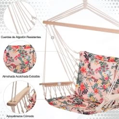 Outsunny Silla Colgante Estampado Floral Hamaca Con Cojín Reposacabezas Para Interior Exterior 100x106 Cm Carga Máx. 100 Kg -Tienda de muebles de jardín 24b199a23f22884cdf224713f1eb52e65dd8da44 3e2f0f0f1dcd44cea068482d42fd7367