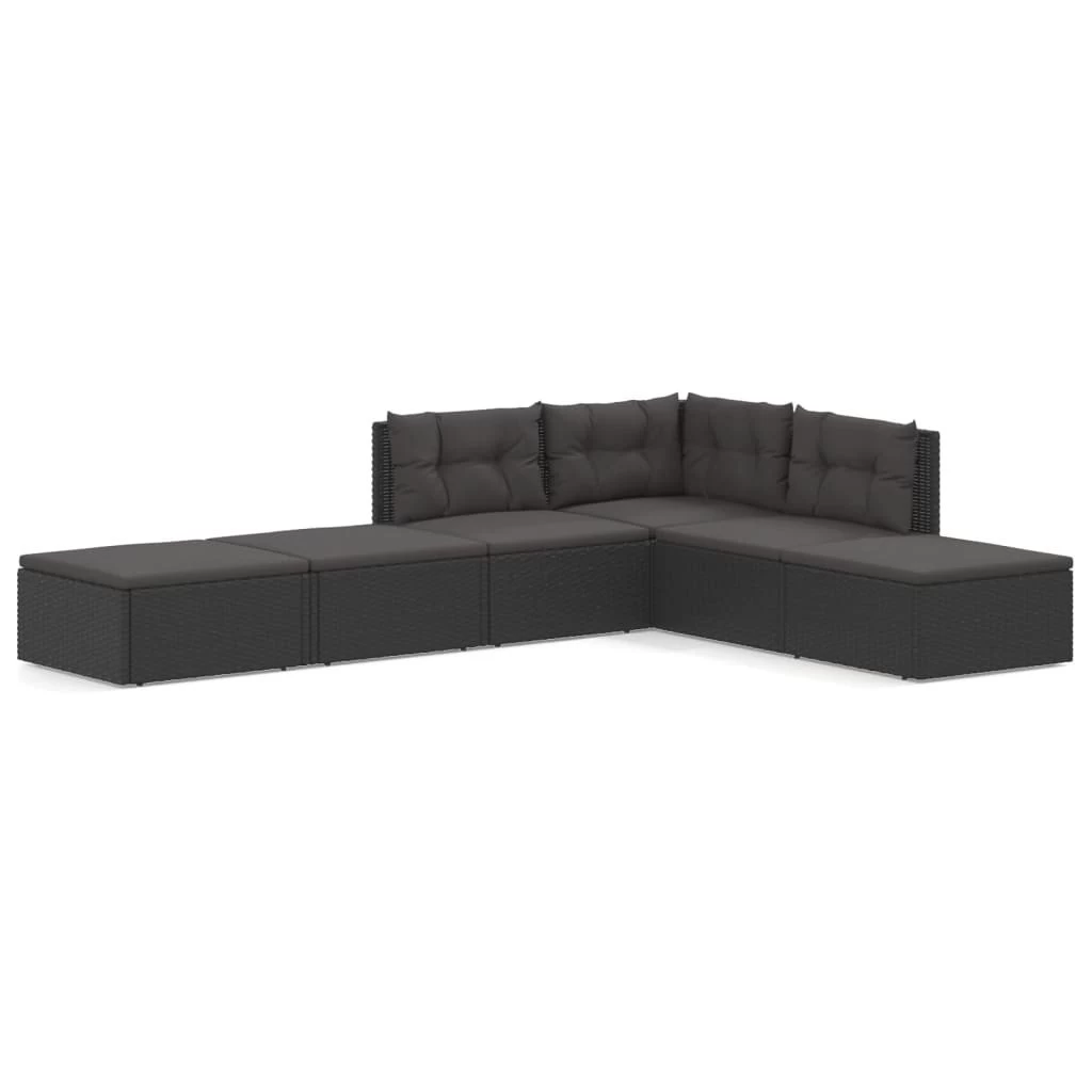Set Muebles De Jardín 6 Piezas Y Cojines Ratán Sintético Negro VidaXL 3 Set Muebles De Jardín 6 Piezas Y Cojines Ratán Sintético Negro VidaXL