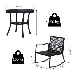 Outsunny Conjunto De Muebles De Ratán Para Jardín Con Mesa Ø51x46 Cm Y 2 Sillas Mecedoras 65,5x73,5x84,5 Cm Con Cojines Lavables Y Almohadas Blanco Y Marrón -Tienda de muebles de jardín 24e3299ef5566b27f7b9f382de0148640dded298 3fff7ba7b4884f16b9269e0ca4557569