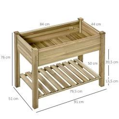 Outsunny Huerto Urbano De Madera Con Estante 91x51x76 Cm Mesa De Cultivo Rectangular Con Orificios De Drenaje Para Cultivos Plantas Jardín Terraza Exterior Color Natural -Tienda de muebles de jardín 255f8e680a177387a4249742c6658c2b6c11d062 628bfc3b42b34081aafa7eba3ff3d753