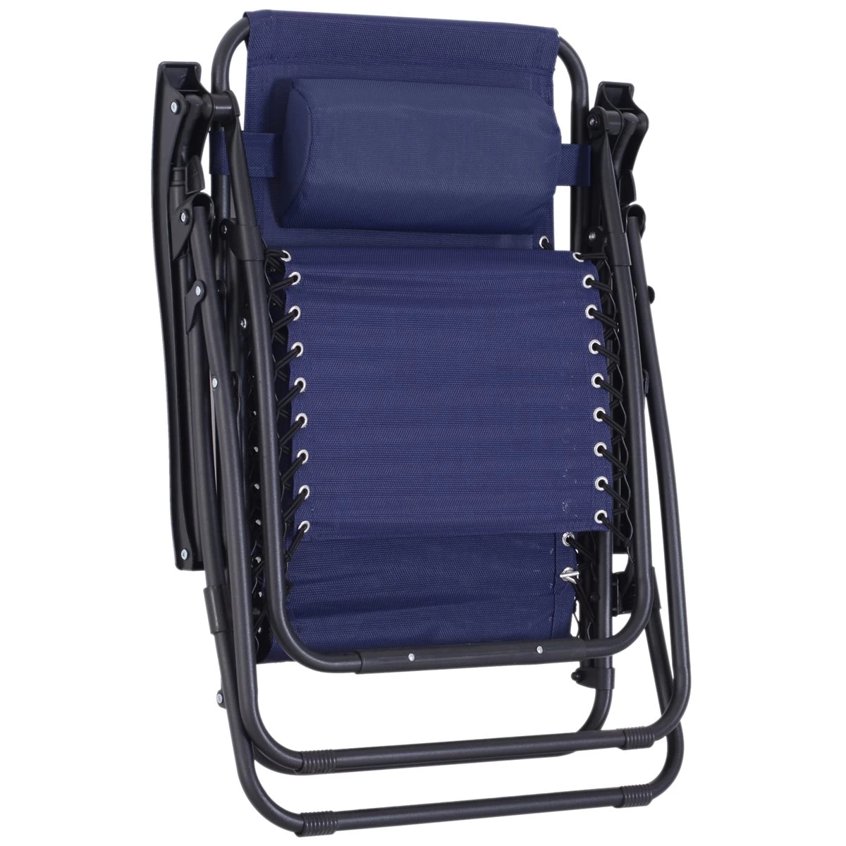 Outsunny Tumbona Plegable De Jardín Silla Gravedad Cero Sillón De Playa Relajante Texteline Marco Acero Carga 120kg 90x65x110 Cm Azul 6 Outsunny Tumbona Plegable De Jardín Silla Gravedad Cero Sillón De Playa Relajante Texteline Marco Acero Carga 120kg 90x65x110 Cm Azul - Imagen 4
