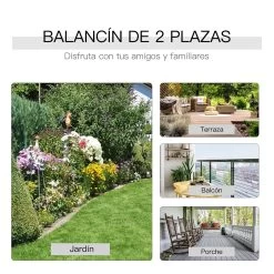 Outsunny Mecedora De 2 Plazas Banco Balancín Tipo Silla Basculante De Jardín O Patio De Metal Y Tela Texteline Para Exterior 148x81x100 Cm -Tienda de muebles de jardín 26e8d8b4d6be002a40dd7096bde9ccb290d80850 a432200adf214204b1d1b25d23610ec2