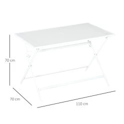 Outsunny Mesa De Jardín De Metal Plegable Mesa De Camping Rectangular De Vidrio Templado Con Agujero Para Sombrilla Para Picnic Terraza Balcón 110x70x70 Cm Blanco -Tienda de muebles de jardín 2719f413d8d07f3947b77e4efb6b6c58fba0d4b0 32019ccca93a476f984f2d4fcf7b3929