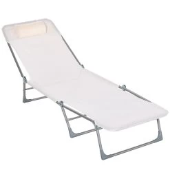 Outsunny Tumbona Plegable Y Reclinable De Jardín Con Reposacabezas Y Respaldo Ajustable En 5 Niveles Tela De Texteline Transpirable 182x56x24,5 Cm Crema -Tienda de muebles de jardín 281a177bf96daea86b7963bf74e6e6587220d208 4cd048b98e914befb38ca7d7a97eebc5