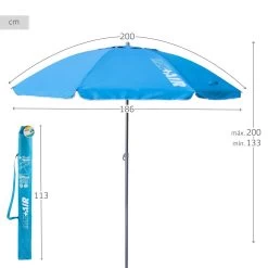 Sombrilla Playa Antiviento Ø200 Cm C/mástil Inclinable Y Protección UV50 Azul Aktive 13 Sombrilla Playa Antiviento Ø200 Cm C/mástil Inclinable Y Protección UV50 Azul Aktive -Tienda de muebles de jardín 28ab19b085754700377cdaabe7d37f221ef02c5c be2d889d724c41548b0fd56cde4f9b9b
