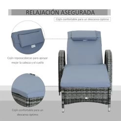 Outsunny Conjunto De 2 Tumbonas De Ratán De Jardín Chaise Longue Con Respaldo Ajustable En 5 Posiciones Cojines Acolchados Reposacabezas Y 2 Ruedas 200x73x72-103 Cm Gris -Tienda de muebles de jardín 2b3b621866e0393d49bf5d436b44cd6cf2c110ce b65cf8ea6f4f400bbf04d16f97a7b211