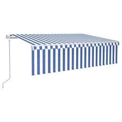 Toldo Automático Retráctil Con Persiana 6x3 M Azul Y Blanco VidaXL