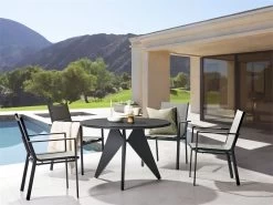 Conjunto De Comedor 4 Plazas De Metal Negro/gris/madera Clara OLMETTO/BUSSETO