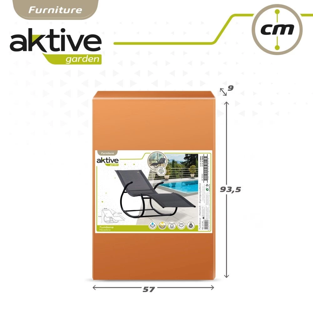 Tumbona Mecedora De Jardín Antracita Con Cojín Aktive 9 Tumbona Mecedora De Jardín Antracita Con Cojín Aktive - Imagen 7