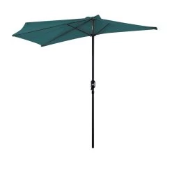 Outsunny Sombrilla 269x138x236 Cm Parasol De Jardín Con Manivela Y Forma Semicircular Para Exterior Terraza Patio Piscina Verde