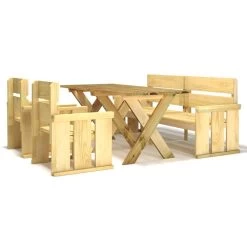 Juego De Comedor De Jardín 4 Piezas Madera De Pino Impregnada VidaXL