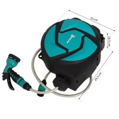 DURHAND Carrete Para Manguera Retráctil 10m Con Cabezal Multifuncional Sistema De Enrollado Automático Con Bloqueo Conector De 1m Para Jardín Césped 29,5x16,5x33 Cm Negro Y Verde -Tienda de muebles de jardín 3089efbae6974fce905a182ec213974c16e3dd45 c13857bbab99460b86ee6bcff96f1907