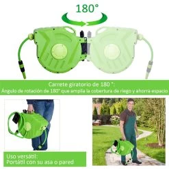 Outsunny Carrete Para Manguera Soporte Mural Portamanguera 20m Roll-up Automático Con Pistola De Pulverización Base De Pared Conector De Manguera Para Jardín Terraza -Tienda de muebles de jardín 30ba4890198d1e08342ddd981785c280f0efa597 ecb5cc0511d94677ad4336511b9a27d1