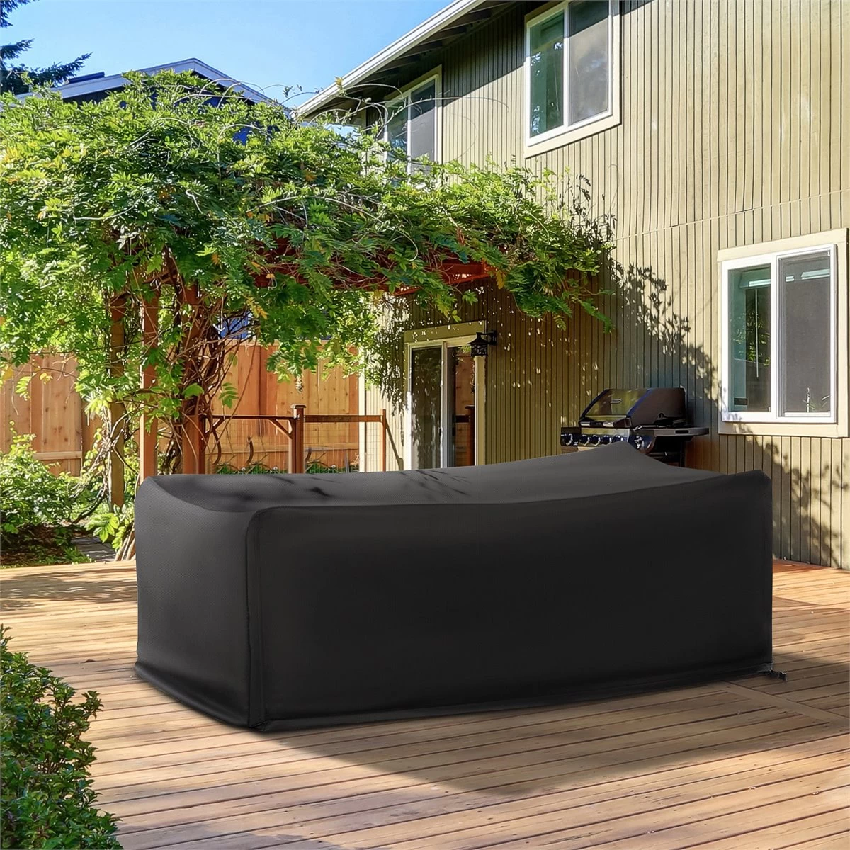 Outsunny Funda Protectora Para Muebles De Jardín 154x94x66 Cm Cubierta De Muebles De Mesas Exterior Tela Oxford 600D Impermeable Con Hebillas Para Patio Terraza Negro 4 Outsunny Funda Protectora Para Muebles De Jardín 154x94x66 Cm Cubierta De Muebles De Mesas Exterior Tela Oxford 600D Impermeable Con Hebillas Para Patio Terraza Negro - Imagen 2