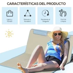 Outsunny Set De 2 Esteras De Playa Plegables 124x53x50 Cm Con Respaldo Ajustable Y Reposacabezas Esterillas De Playa Tela Oxford Acero Con Bolsa De Transporte Beige -Tienda de muebles de jardín 31a2de88ff4e00cbc8ce8cfa56f97ce9cea921d8 21135a93a53549418538f730e12d1650