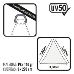 Toldo Sombreo Aktive Garden Triangular Uv50 Color Blanco -Tienda de muebles de jardín 33ac5e1d59f25e661ea53b29dd1eeef4de61f809 bc985b3089db4482930269d0b8a27921