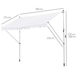 Outsunny Toldo Manual Retráctil Para Exterior 300x150x170-280 Cm Toldo Enrollable Altura Ajustable Con Manivela Protección Solar Para Terraza Balcón Jardín Blanco -Tienda de muebles de jardín 34e5e1919fa90bc488bc31d7397a66e44452a169 64a85ba1ee8f45379a0339aa9fe8d7c4