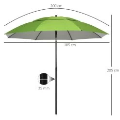 Outsunny Sombrilla De Playa Ø185x205 Cm Parasol Para Terraza Con Techo Doble Ángulo Ajustable Protección UV30+ 8 Varillas De Acero Y Bolsa De Transporte Verde -Tienda de muebles de jardín 352d544827c2a930a8c1b9117e32dbd5a37ce710 4c763a3145494826bde286411a2cb9e7