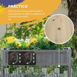 Outsunny Huerto Urbano Elevado De Madera 90x30x90 Cm Mesa De Cultivo De Jardín Con Estante Inferior Seto Decorativo Y 4 Orificios De Drenaje Para Plantas Macetas Flores Natural -Tienda de muebles de jardín 358590dbabec44333e2e5534a69a0ae9e8449cfc d191bd312fce4ed38169facbfef4a44f