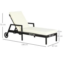 Outsunny Tumbona De Ratán De Jardín Con Cojines Acolchados Respaldo Ajustable En 5 Posiciones 2 Ruedas Y Tela Extraíble Lavable 67x196x96 Cm Negro -Tienda de muebles de jardín 35ae6cd66f635cc682405ae18036b02e0be65812 3728f36310d84296860a243185645499