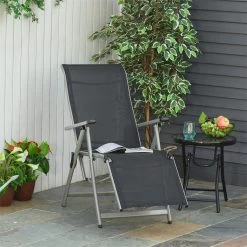 Outsunny Tumbona Plegable De Jardín Sillón Ajustable En 10 Posiciones Con Respaldo Alto Y Reposapiés Transpirable Carga Máx. 120 Kg 78x58x110 Cm Negro -Tienda de muebles de jardín 35d17cab791a69b5665ff574ecdf48887a0920f2 be05a444eaea49e2a2ae65c42d754ab8