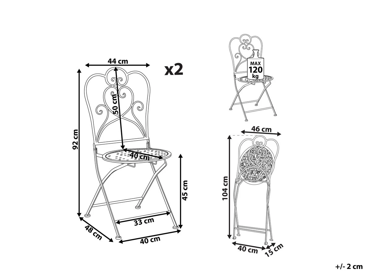 Conjunto De 2 Sillas De Balcón De Metal Beige Claro TRIESTE 5 Conjunto De 2 Sillas De Balcón De Metal Beige Claro TRIESTE - Imagen 3