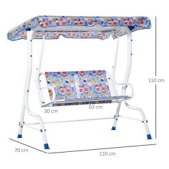 Outsunny Columpio Balancín De Jardín Infantil 2 Plazas Para Niños De +3 Años Con Toldo Ajustable En Ángulo Para Terraza Balcón Carga Máx. 60 Kg 110x70x110 Cm Azul -Tienda de muebles de jardín 386f4924102ea03b086b3ce4012fe23fe40636e7 9b61eb26dce04f069149c49b912746e6