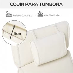 Outsunny Cojín Para Tumbona De Exterior 198x53x5 Cm Desenfundable Y Lavable Con Reposacabezas Extraíble Colchoneta Plegable De Algodón Para Silla Reclinable De Jardín Crema -Tienda de muebles de jardín 38bab77ed436ab8d37cfaa82d9965805890b13ba a15c72bdacd54765804392d26b94a048