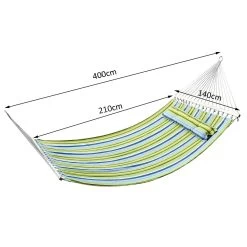 Outsunny Hamaca Colgante De Jardín Para 2 Personas Hamaca Ecológico Para Camping Con Almohada Carga De 180 Kg Rayas Azules Y Verdes 3,4x1,4m -Tienda de muebles de jardín 3a634f9431242b8808331f541f6dd94e867b6339 ff1f304ba5f348f5b9735b16f2546aa2