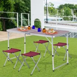 Outsunny Mesa Maleta De Aluminio 4 Taburete Plegable Portátil Para Acampada Picnic Jardín Terraza Conjunto Muebles Exterior Altura Ajustable -Tienda de muebles de jardín 3b27acf46ac09e8c4ca4eb5776c609ff618c93f4 9f192ce0016d4533901b8093f819eb50