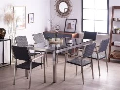 Conjunto De Comedor 6 Plazas De Metal/granito/ratán Negro/plateado GROSSETO -Tienda de muebles de jardín 3c484891448bfca0dbbdcd71931d51da7ac51798 e79d3de0bbe4481b860a7c8262da9b4d
