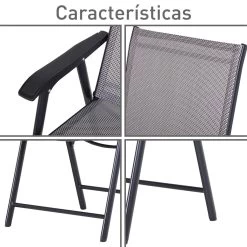 Outsunny Conjunto De 2 Sillas Plegables Para Exterior Con Reposabrazos Sillas Para Balcones Jardín Terraza Metal Texteline Carga 100kg 58x64x94 Cm Gris -Tienda de muebles de jardín 3d18c09d396f87a830c3b73a31310f9d2bdd0f5d e5ea9f09520042e58f254b8f3ced826f