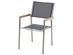 Conjunto De Jardín Mesa Con Tablero De Piedra Natural Gris Pulido 220 Cm, 8 Sillas Grises GROSSETO -Tienda de muebles de jardín 3d364c1e4d5fd074a8cf2abd447023c268f9a227 aa65b63016db4e7c92ed7793aafe77fc