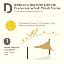 Outsunny Toldo Vela Color Arena Sombrilla Parasol Triangulo Tela De Poliéster Jardin Playa Camping Sombra (varios Colores Y Medidas), Medida 3x3x3 Metros, Color Arena -Tienda de muebles de jardín 3d400d48df91657330c38fe9b6cb0b11b9a04a6f ba0f0378d193415a97d52254ce64cec1