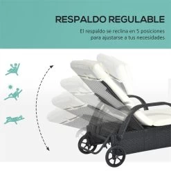 Outsunny Conjunto De 2 Tumbonas De Ratán De Jardín Chaise Longue Con Respaldo Ajustable En 5 Posiciones Cojines Acolchados Reposacabezas Y 2 Ruedas 200x73x72-103 Cm Negro -Tienda de muebles de jardín 3e06ab4adf0d8aca2cc292175110e5caf783fbc6 d58965a652374769b2a88eab07feb686