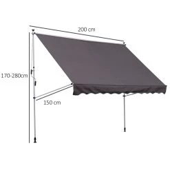 Outsunny Toldo Manual Retráctil 200x150 Cm Con Manivela De Aluminio Ángulo Ajustable Protección Solar Para Terraza Balcón Jardín Patio Gris -Tienda de muebles de jardín 3e8c499bf43d58de64a1b492a48c43eda028b93b b290283c43a149e78f5c3e4d33ceb7c9