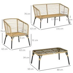 Outsunny Conjunto De Muebles De Ratán Para 4 Personas Muebles De Jardín 4 Piezas Con Sofá De 2 Plazos 2 Sillones Mesa De Centro Y 4 Cojines Para Terraza Patio Arena -Tienda de muebles de jardín 3f2ab01d200262a354310b6bd9b2023a91a4bb85 2c4fe0cebc2b434b9f7be45739841668
