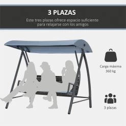 Outsunny Columpio Balancín Jardín De Ratán De 3 Plazas Con Techo Ajustable Y Cojín Desenfundable Con Cremallera Para Terraza Balcón Exterior Carga 360 Kg 198x124x179 Cm Gris -Tienda de muebles de jardín 405d1ab21d1d26908e681057ff51539a33d259d0 4bd802e2582c4b60811e8719a57e49eb