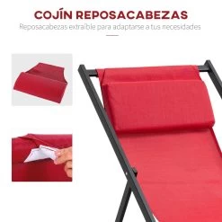 Outsunny Conjunto De 2 Tumbonas Plegables Con Respaldo Regulable En 5 Posiciones Y Reposacabezas Acolchado Incorporado 58x96.5x91.5cm Rojo Vino -Tienda de muebles de jardín 40b07ad888b1dc57622a9379b6714059dc90f98e cafa82264ac34c43b2b24c89e46d25cb