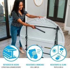 Mesa Redonda Plegable LIFETIME Ø122 X 74 Cm -Tienda de muebles de jardín 40eac27481387f075971697bfd406282fe4edb16 929ce13aecfd49af8805e0f9bcc05079