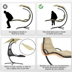 Outsunny Tumbona Colgante Con Sombrilla Protección UV Hamaca Sillón Con Toldo Estructura Estable Cuerda Antivuelco Y Forma Ergonómico Para Jardín Patio Terraza Metal 190x110x190 Cm Beige -Tienda de muebles de jardín 4122c27166b5ef7b7b0df58900e0fd98e5a4d742 d8ae326d8c1447cb820b00f506519445