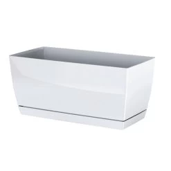 Prosperplast Jardinera De Plastico Coubi Case P En Color Blanco 24 (largo) X 12 (ancho) X 11 (altura) Cm