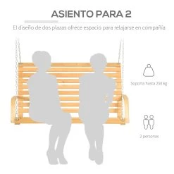 Outsunny Banco Columpio De Madera De 2 Plazas Tipo Balancín Colgante Carga Máx. 250 Kg Para Jardín Terraza Balcón Exterior 141,5x51x78 Cm Natural 13 Outsunny Banco Columpio De Madera De 2 Plazas Tipo Balancín Colgante Carga Máx. 250 Kg Para Jardín Terraza Balcón Exterior 141,5x51x78 Cm Natural -Tienda de muebles de jardín 41d5a5965f8362e6a43803f59be79fb9a4c523fc 32edeede6d85445c83a2e4f63fa9fc5f