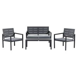 Outsunny Conjunto De Muebles De Jardín 4 Piezas Mesa De Centro Banco De 2 Plazas Y 2 Sillas Con Cojines Desenfundables Y Marco De Acero Para Terraza Exterior 113x65x78 Cm Gris -Tienda de muebles de jardín 41fa2b8ee37a5a247130dbe819de633a25824862 265223a1bb16463092e50c732dabb64b