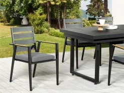 Conjunto De 4 Sillas De Jardín De Metal Negro/gris/madera Clara TAVIANO -Tienda de muebles de jardín 424683a541f036e141e1ddb96a1696801e8a81ac f9b082bf6a07421c9fb307e14cbe21c3