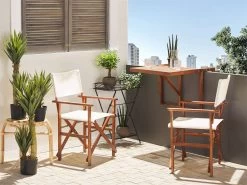 Conjunto De 2 Sillas De Jardín Madera Oscura/blanco Crema CINE