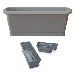 Prosperplast Jardinera Para Balcón Respana Easycare, Dimensiones (Mm) 397X190X140, Color Gris Piedra
