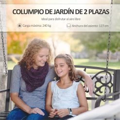 Outsunny Banco Columpio De 2 Plazas Banco Colgante De Acero Con Reposabrazos Carga Máx. 240 Kg Para Jardín Terraza Balcón Exterior 127x59,5x52 Cm Negro -Tienda de muebles de jardín 45fc93516178016c6700a1cf46255139386d6b16 5feba56b3eac41d894555b7ee26930da